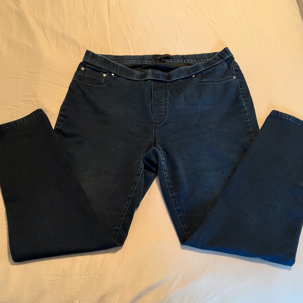 Max Jeans Dark Blue Skinny Stretch Pull-on Jeans Sz 18W